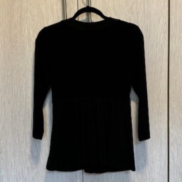 Calvin Klein Black Ruched V-Neck Blouse, Size Small - Picture 5 of 5
